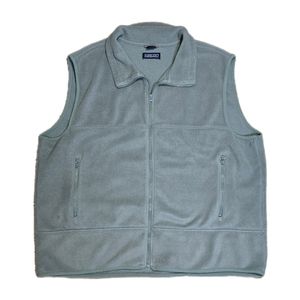 Vtg Lands End Vest Men's 2XL Army Green Fleece Full Zip Sleeveless Made In USA